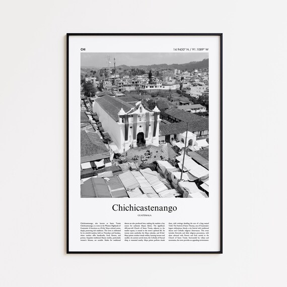 Chichicastenango Black And White Print Photo Poster Travel Gift Guatemala Wall Art