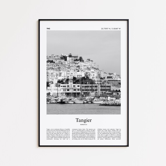 Tangier Black and White Travel Poster, Morocco