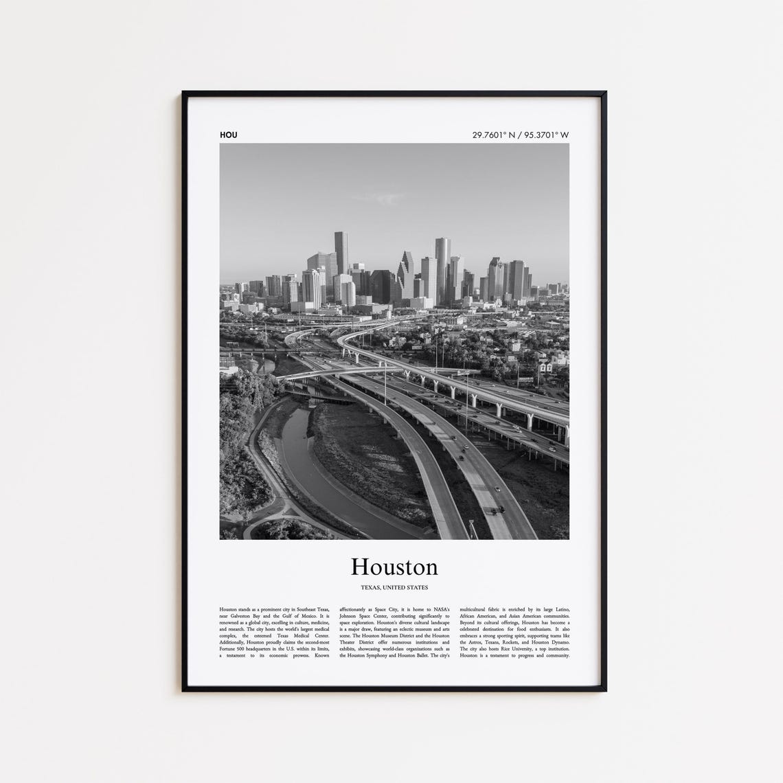 Houston Texas Downtown Skyline Highway Interchange Photo Poster