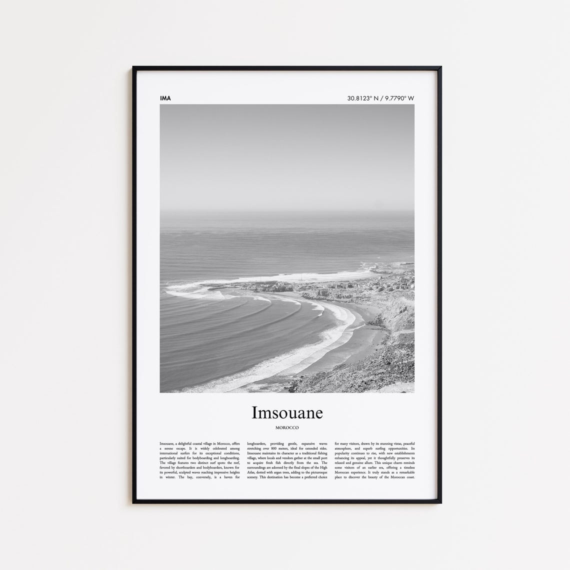 Imsouane Morocco Black And White Atlantic Surf Bay Photo Poster