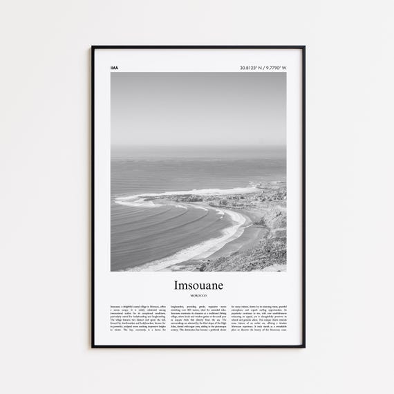 Imsouane Black And White Print Photo Poster Travel Gift Morocco Wall Art Minimal Home Decor