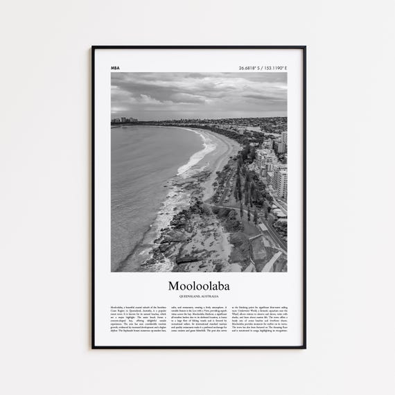 Mooloolaba Black And White Print Photo Poster Travel Gift Queensland Australia Wall Art