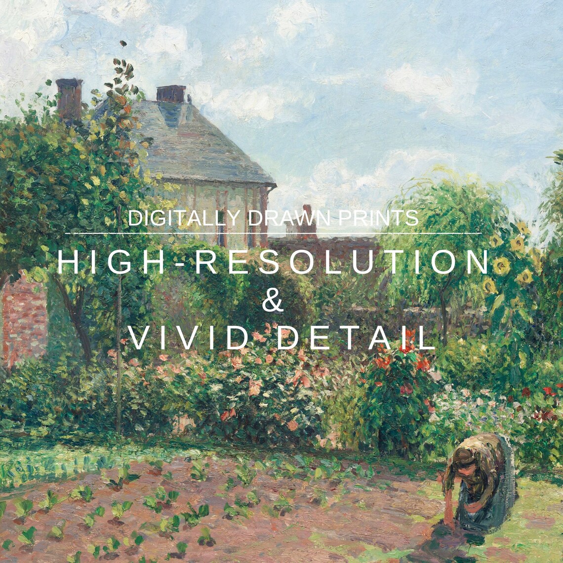 Cottage Rose Garden Oil Painting Vintage Art Print - Image 2