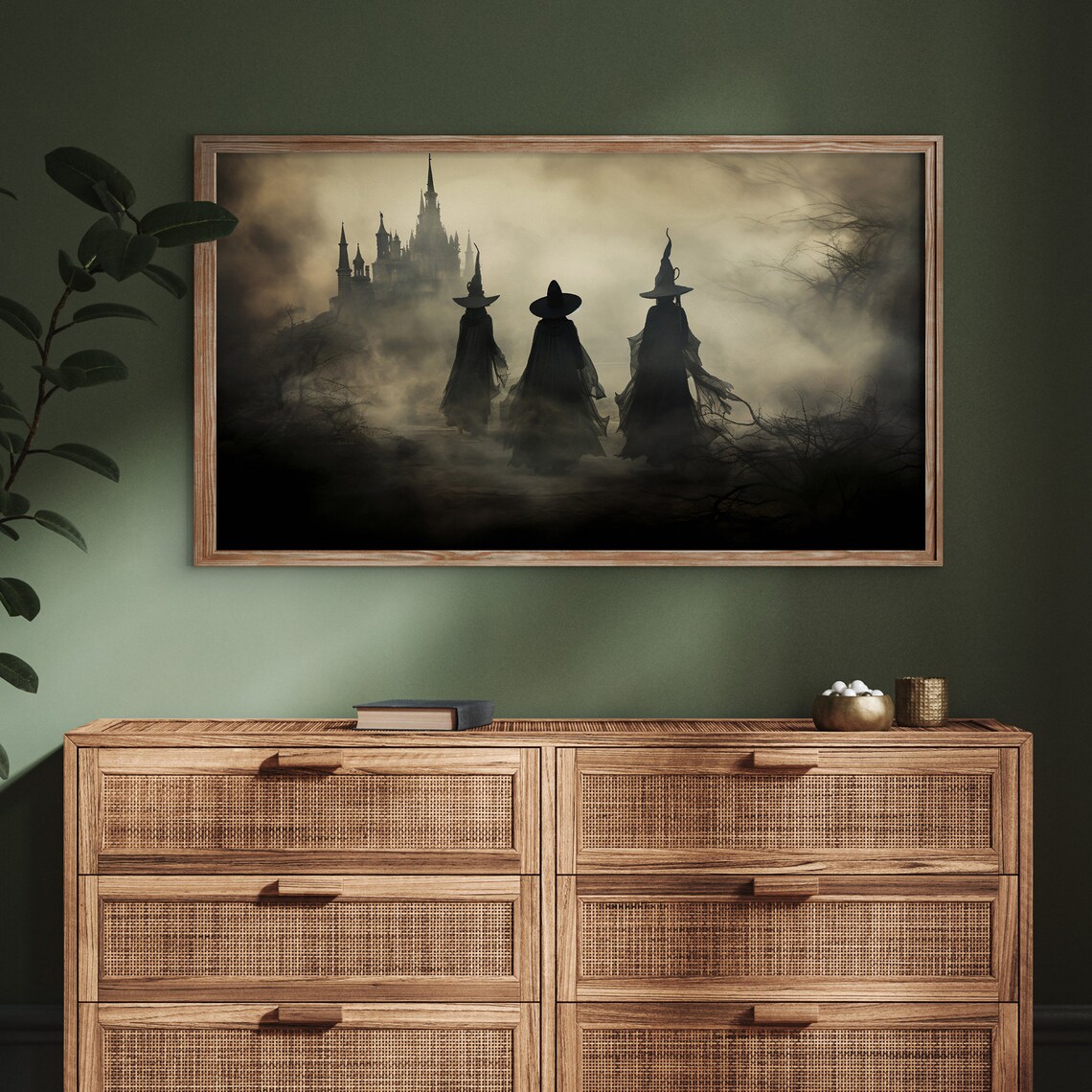 Witch Halloween TV Frame Art, Vintage Farmhouse - Image 3