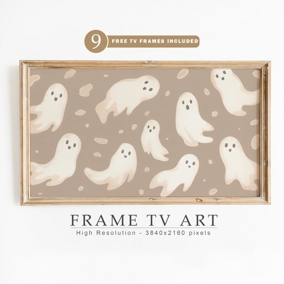 Halloween Frame Tv Art Cute Ghosts Tv Art Neutral Halloween Ghost Decor Spooky Halloween Spooky Art For Tv Art