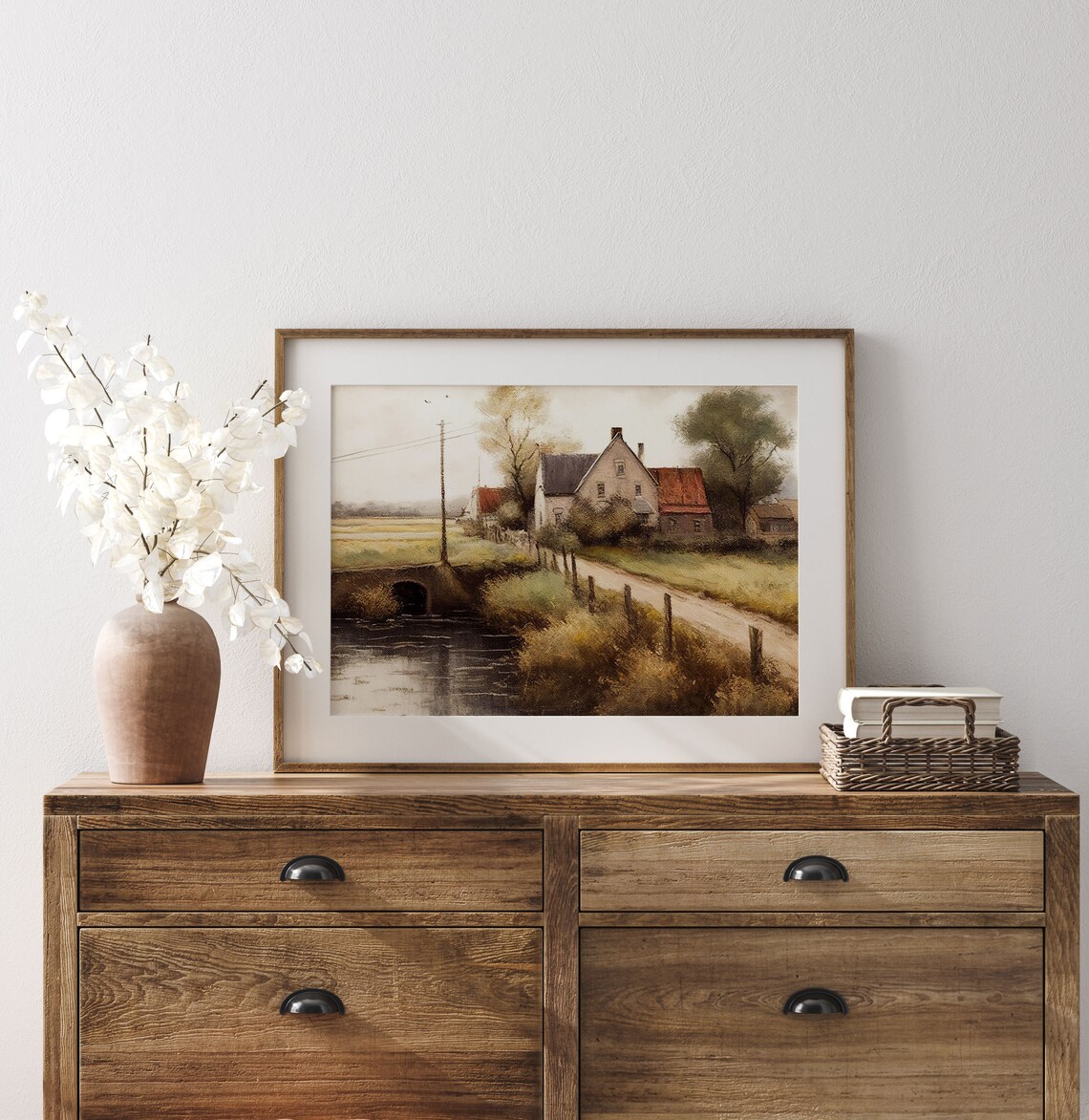 Vintage European Village Art Print, Retro Country Scene - Image 3