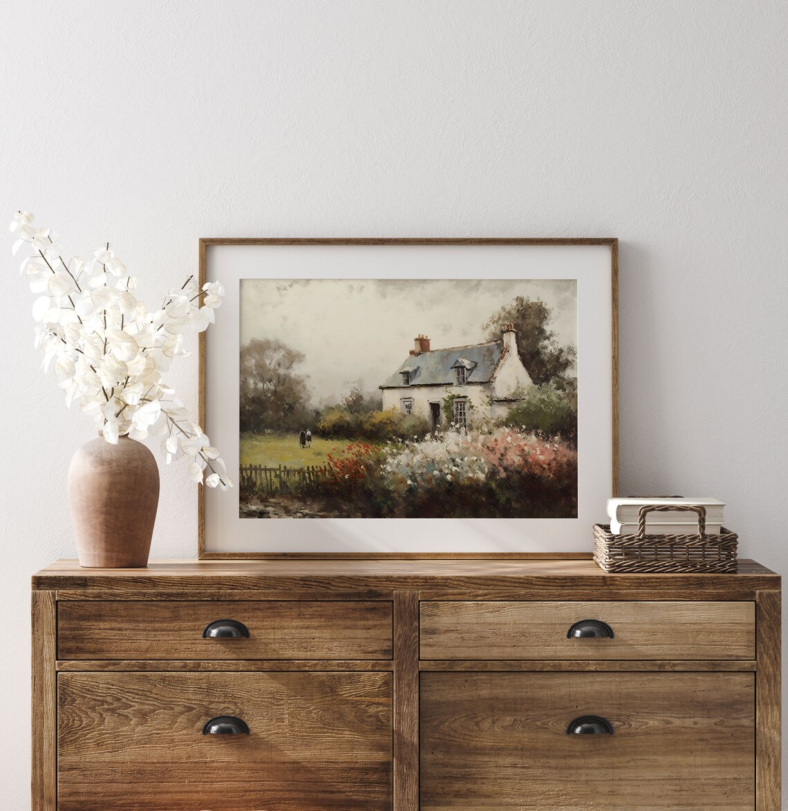 Cottage Oil Painting Rose Garden Vintage Poster - Image 3