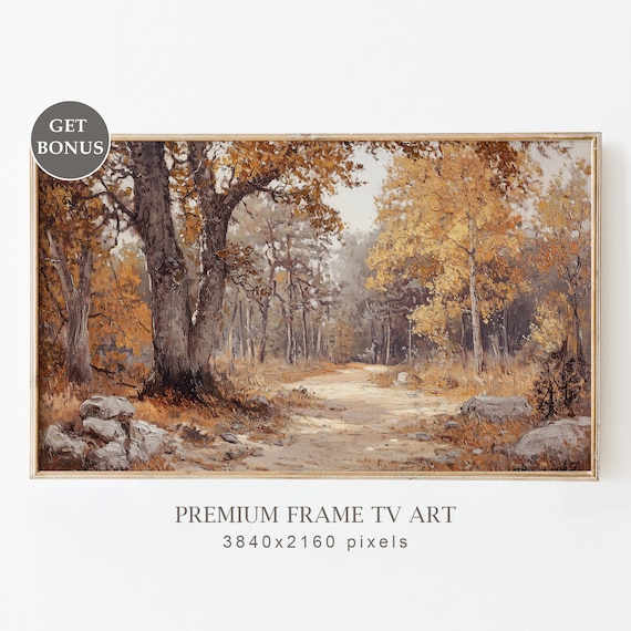 Autumn Forest Path Golden Trees Woodland Fall Landscape Poster