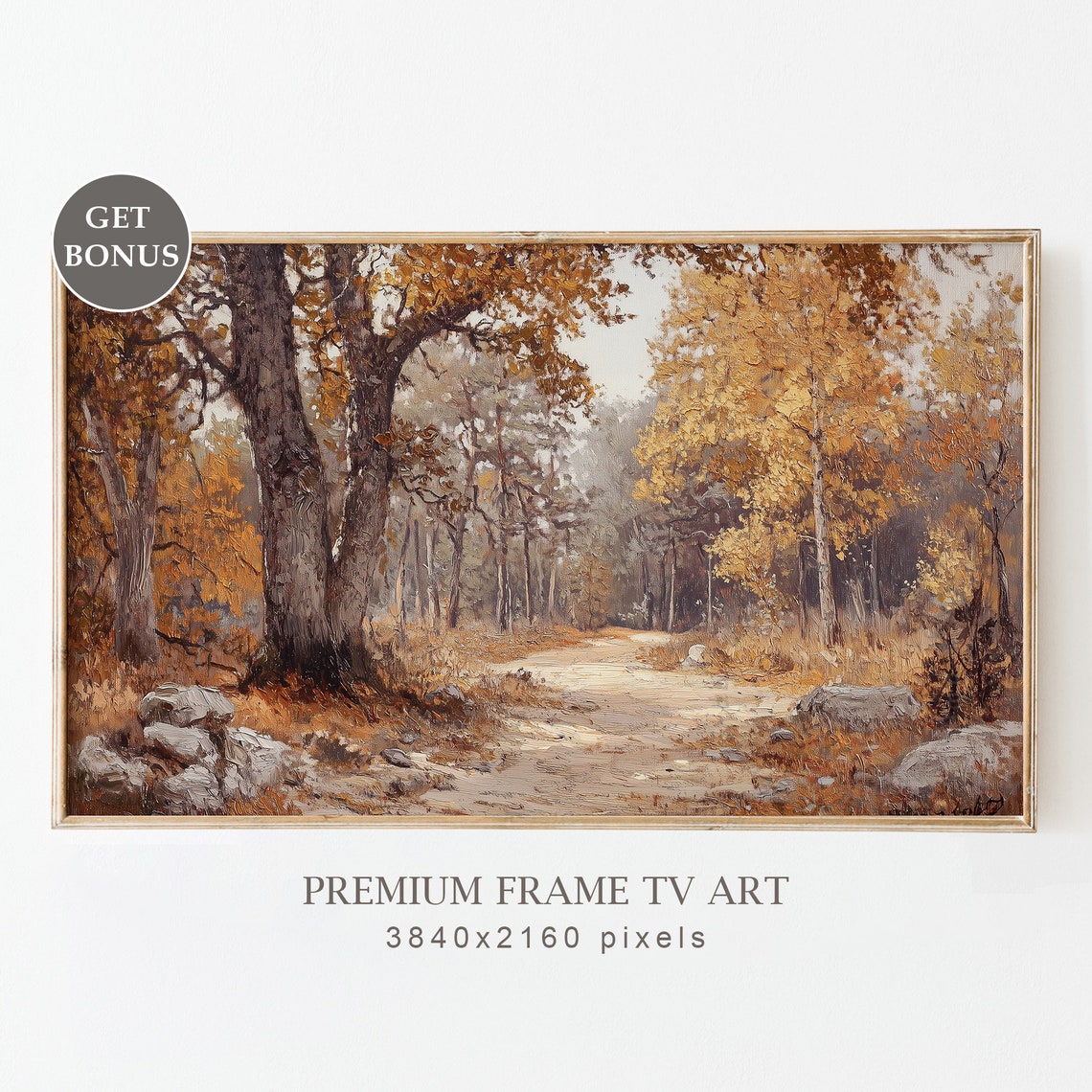 Autumn Forest Path Golden Trees Woodland Fall Landscape Poster