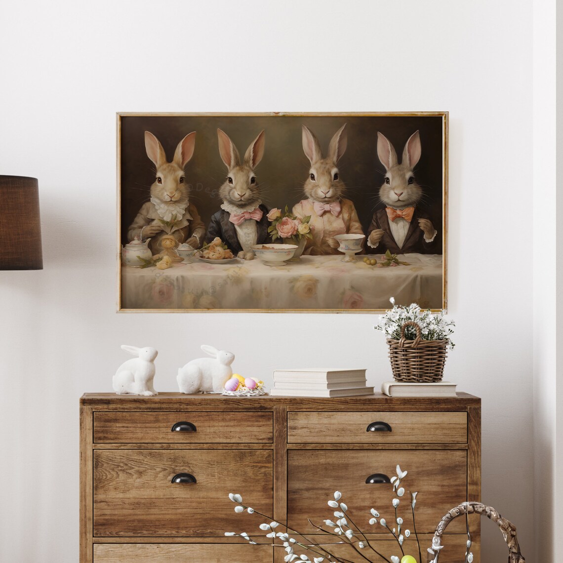Vintage Easter Bunny Art Print, Spring Farmhouse Decor - Image 3