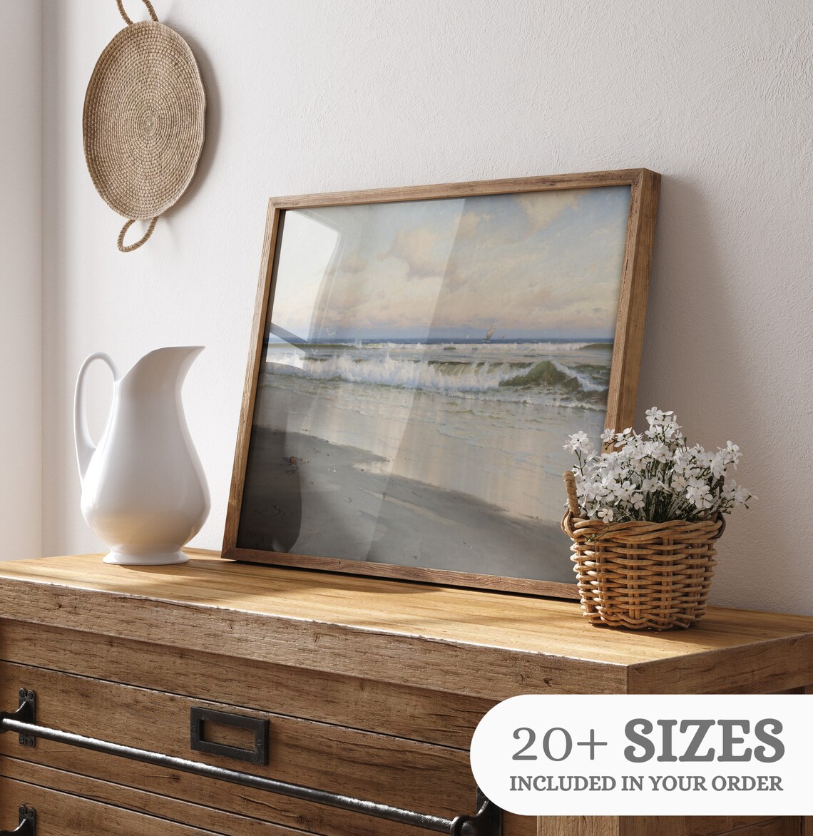 Antique Beach Neutral Seascape, Vintage Art Print - Image 3