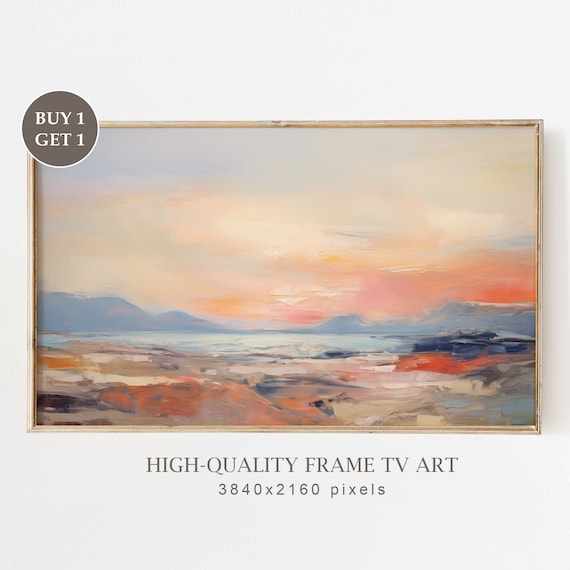 Textured Abstract Sunset Seascape Impasto Coastal Warm Hues Oil Painting Poster