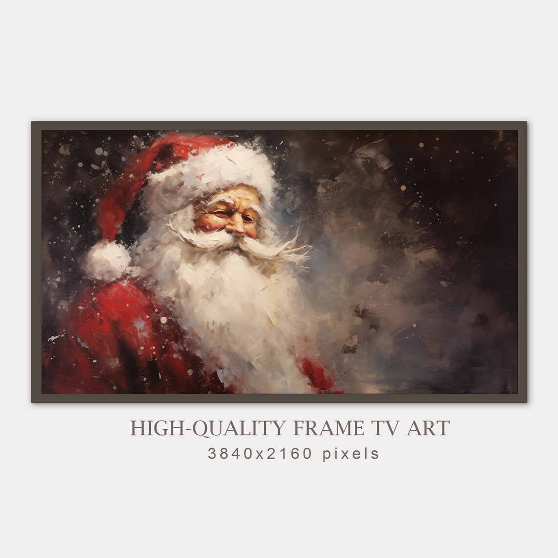 Vintage Christmas TV Art, Moody Santa Portrait - Image 2