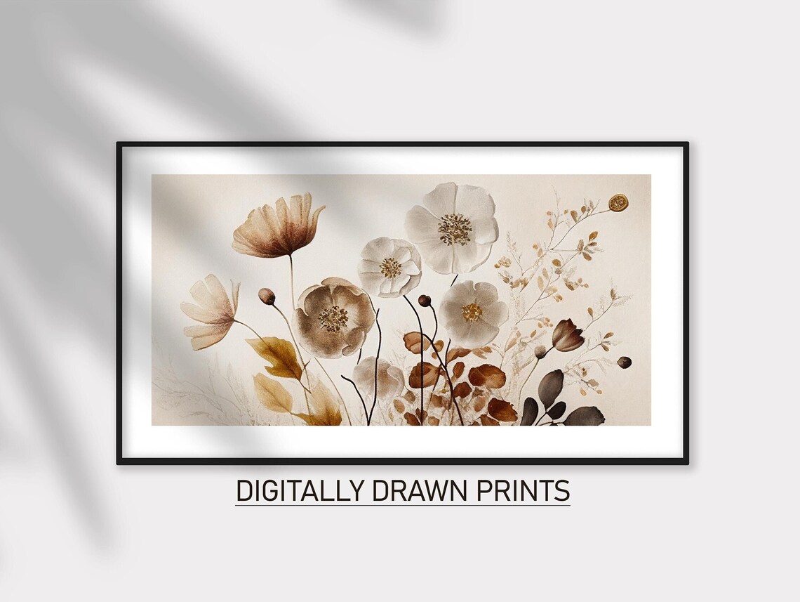 Fall Wildflowers Neutral Autumn Art Print - Image 3