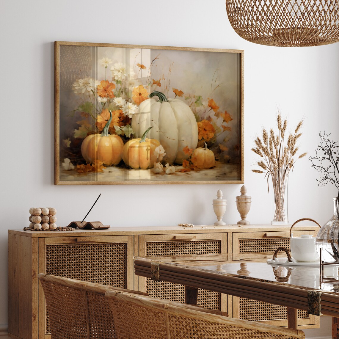Pumpkin Still Life Painting, Vintage Autumn Art Print - Image 2