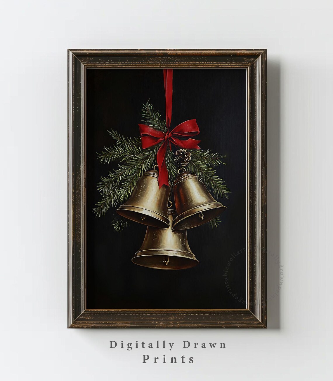 Vintage Christmas Bells Holiday Botanical Art Print - Image 3