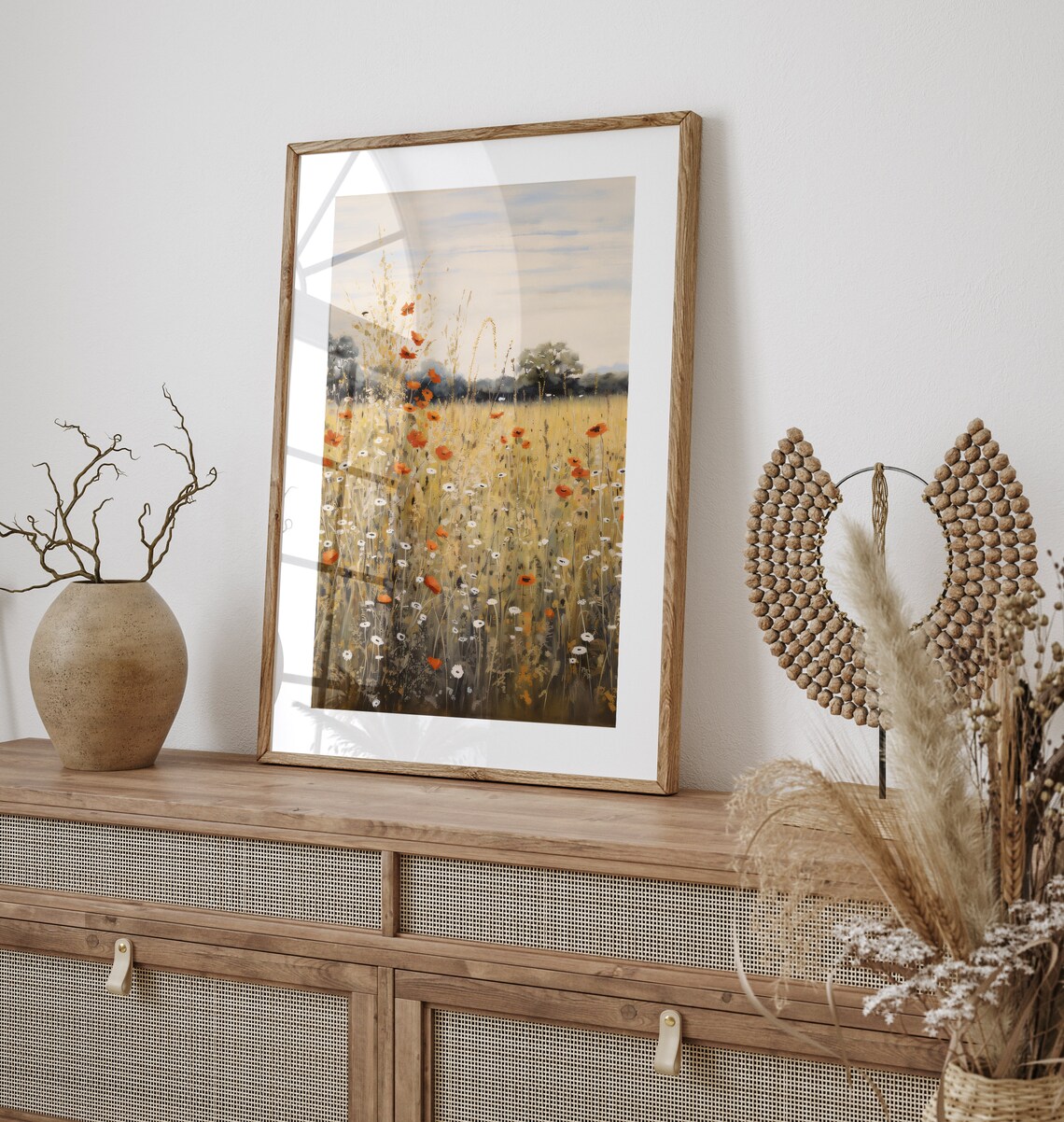 Autumn Wildflower Field Landscape Vintage Farmhouse Art Print - Image 3