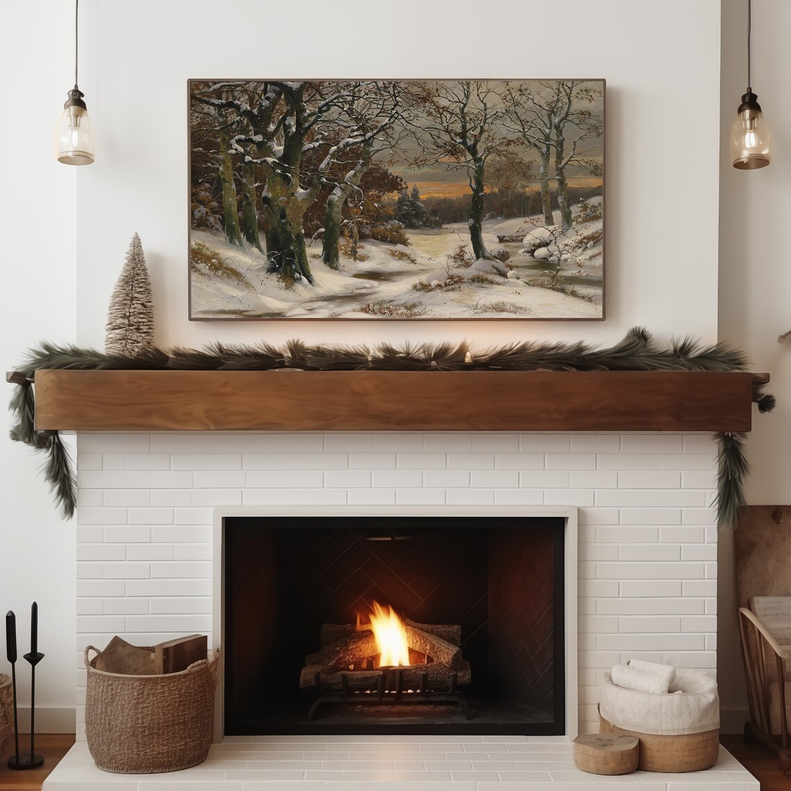 Moody Winter Landscape Christmas Art Print - Image 5
