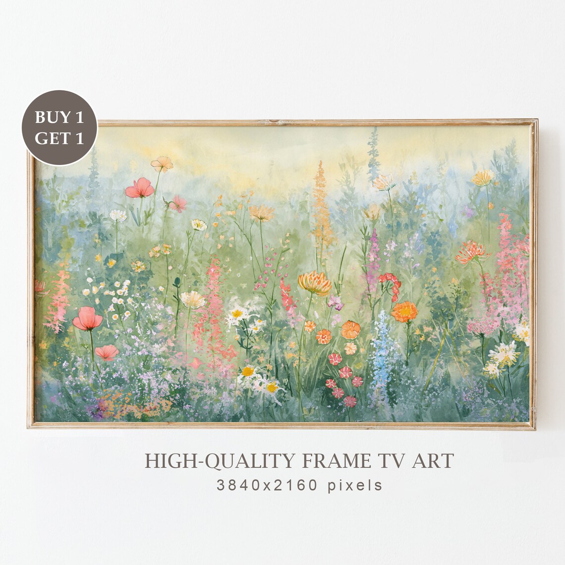 Summer Abstract Flowers Art Print, Vintage Floral