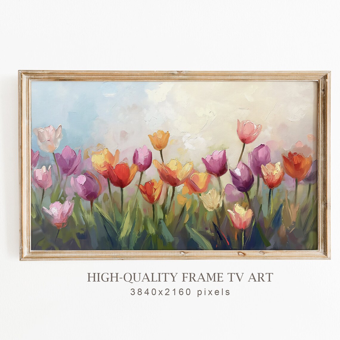 Colorful Tulip Field Spring Garden Impressionist Floral Frame TV Art Print