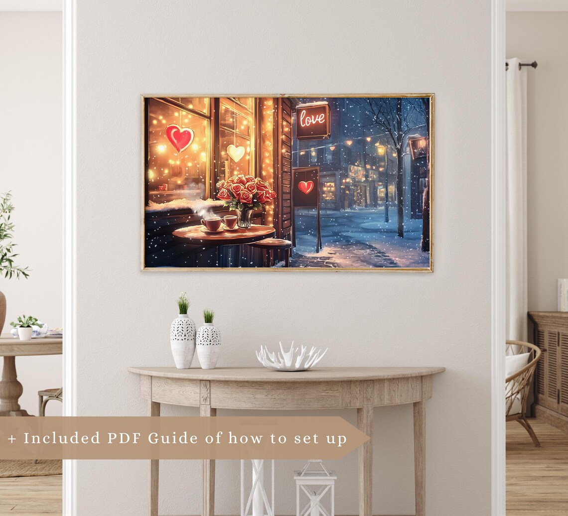 Valentine's Day Coffee Shop Love Art Print - Image 2