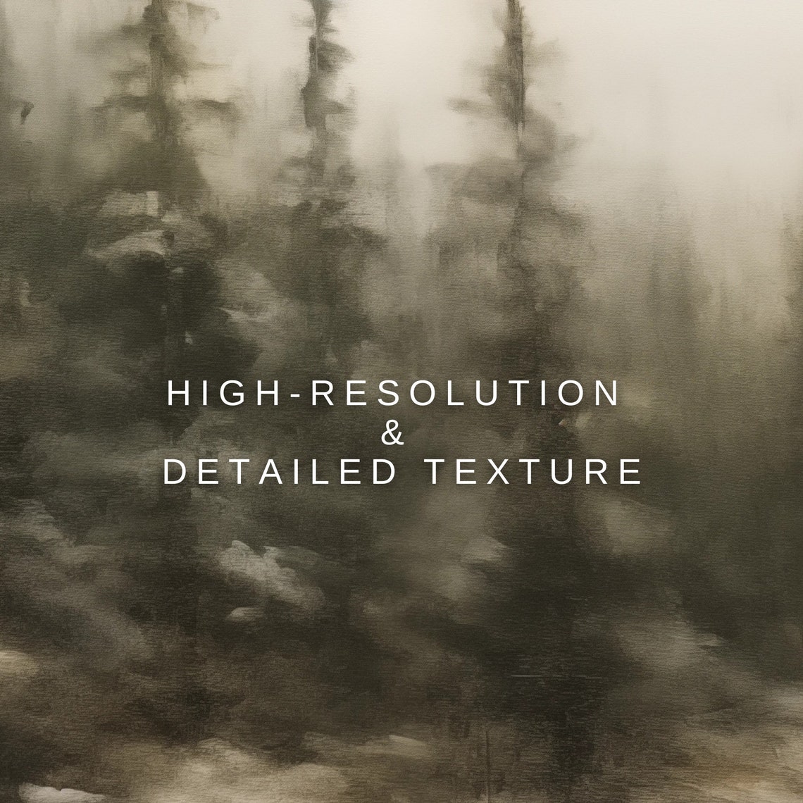 Moody Foggy Winter Pine Forest Neutral Vintage Christmas Poster - Image 2