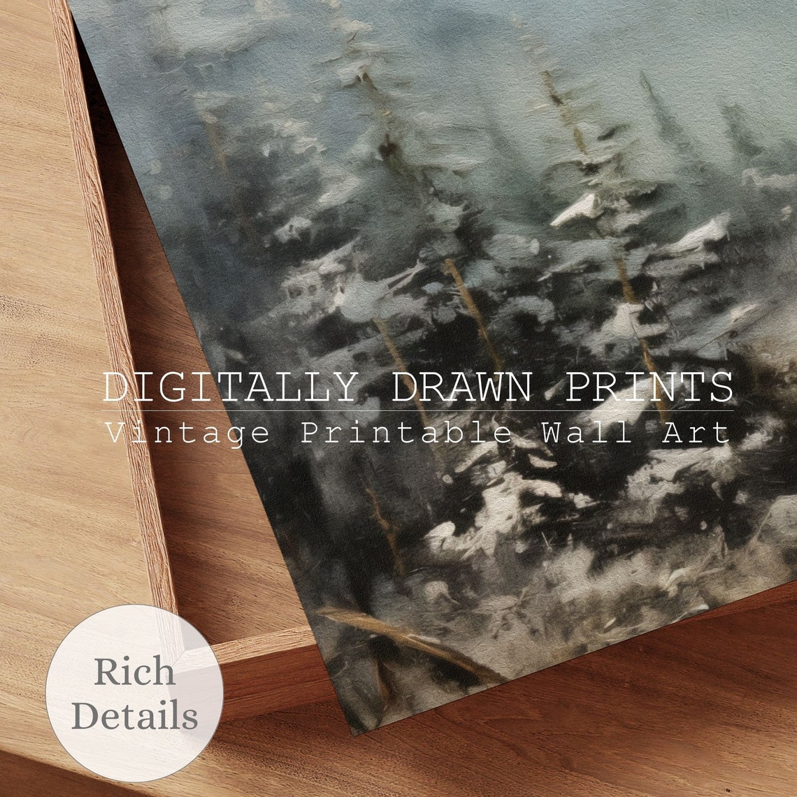 Christmas Wall Art Moody Oil Painting Of A Snowy Mountain Seasonal Christmas Decor Farmhouse Wall Art Art - Image 2