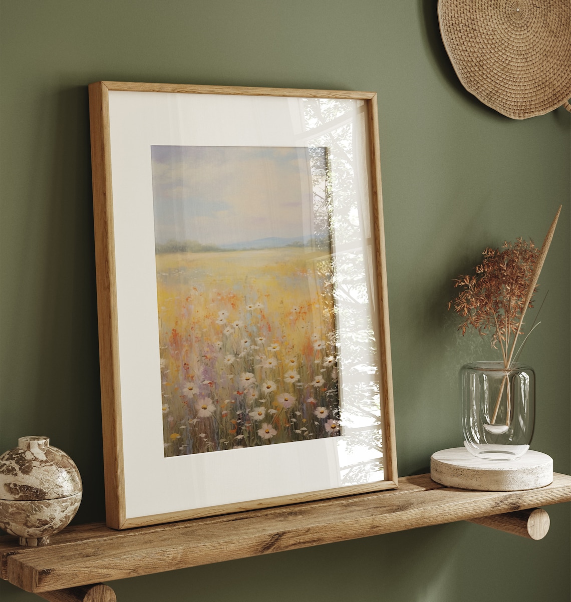 Golden Yellow Wildflower Meadow Daisies Sunny Vintage Oil Painting Poster - Image 3