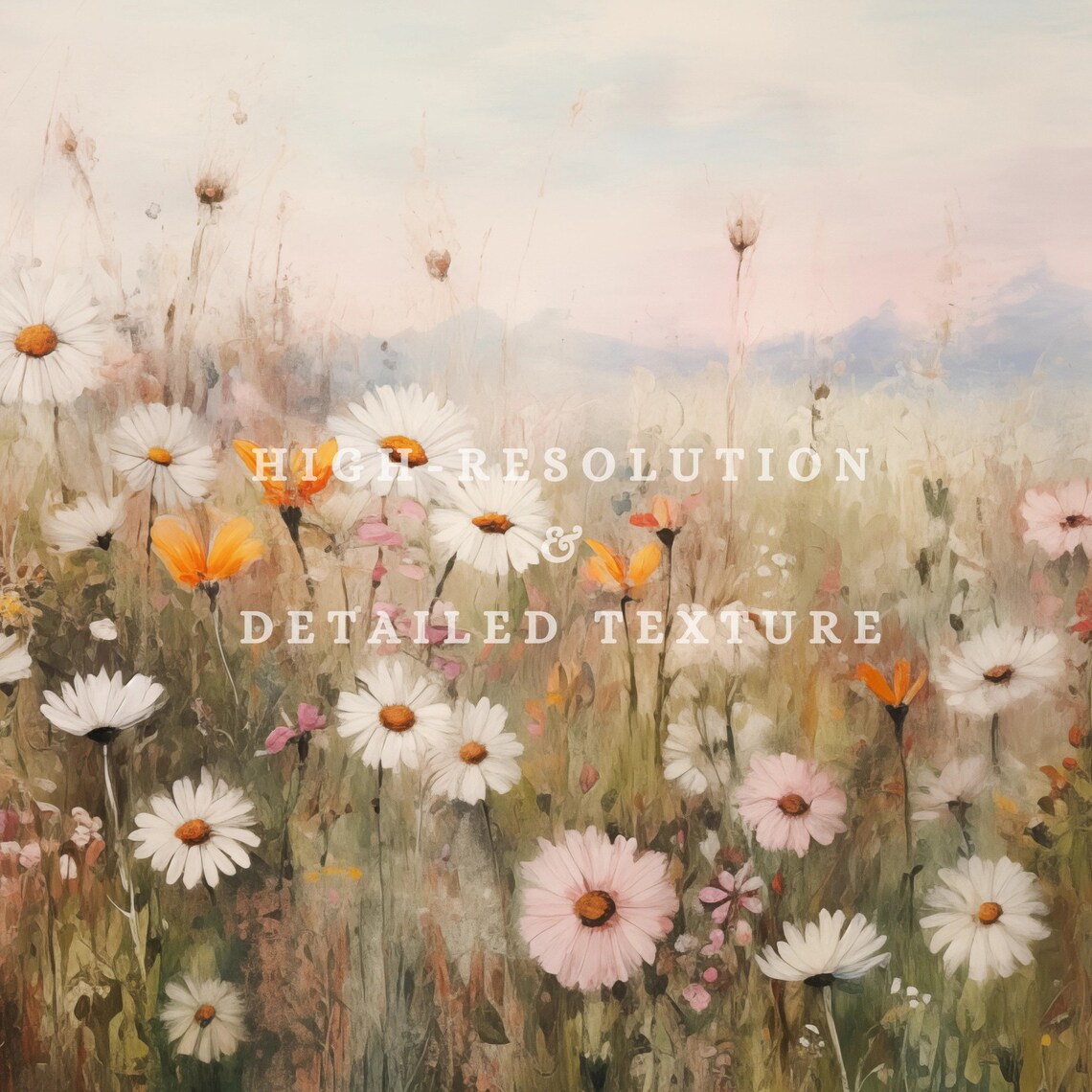 Spring Wildflower Field, Vintage Farmhouse Art Print - Image 3