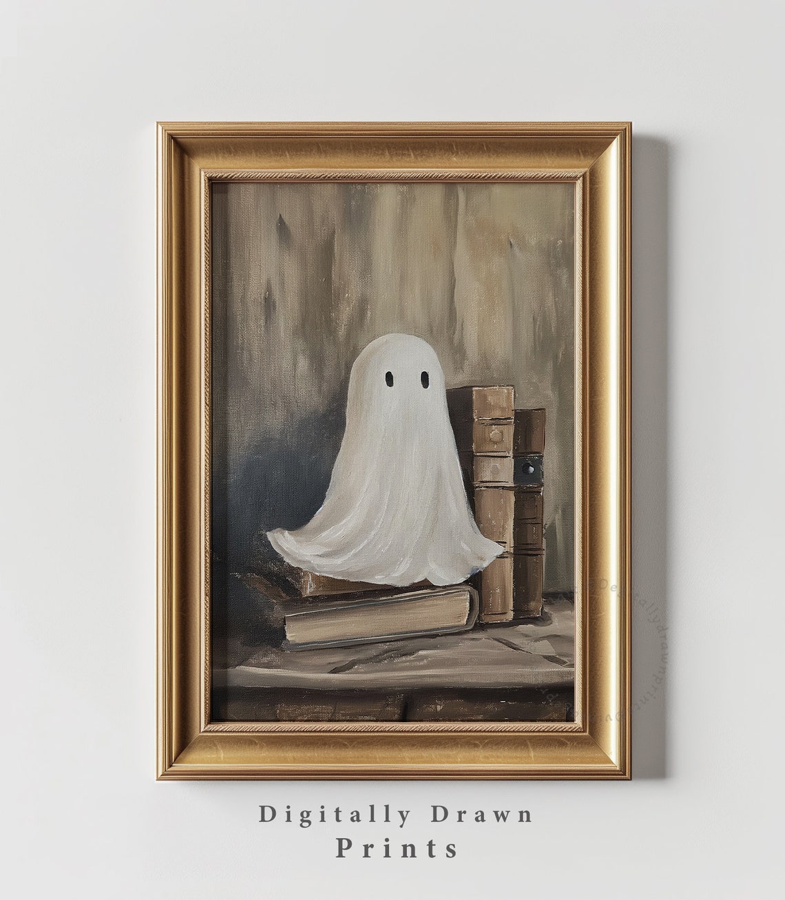 Cute Ghost Library Old Books Spooky Halloween Dark Academia Poster - Image 4