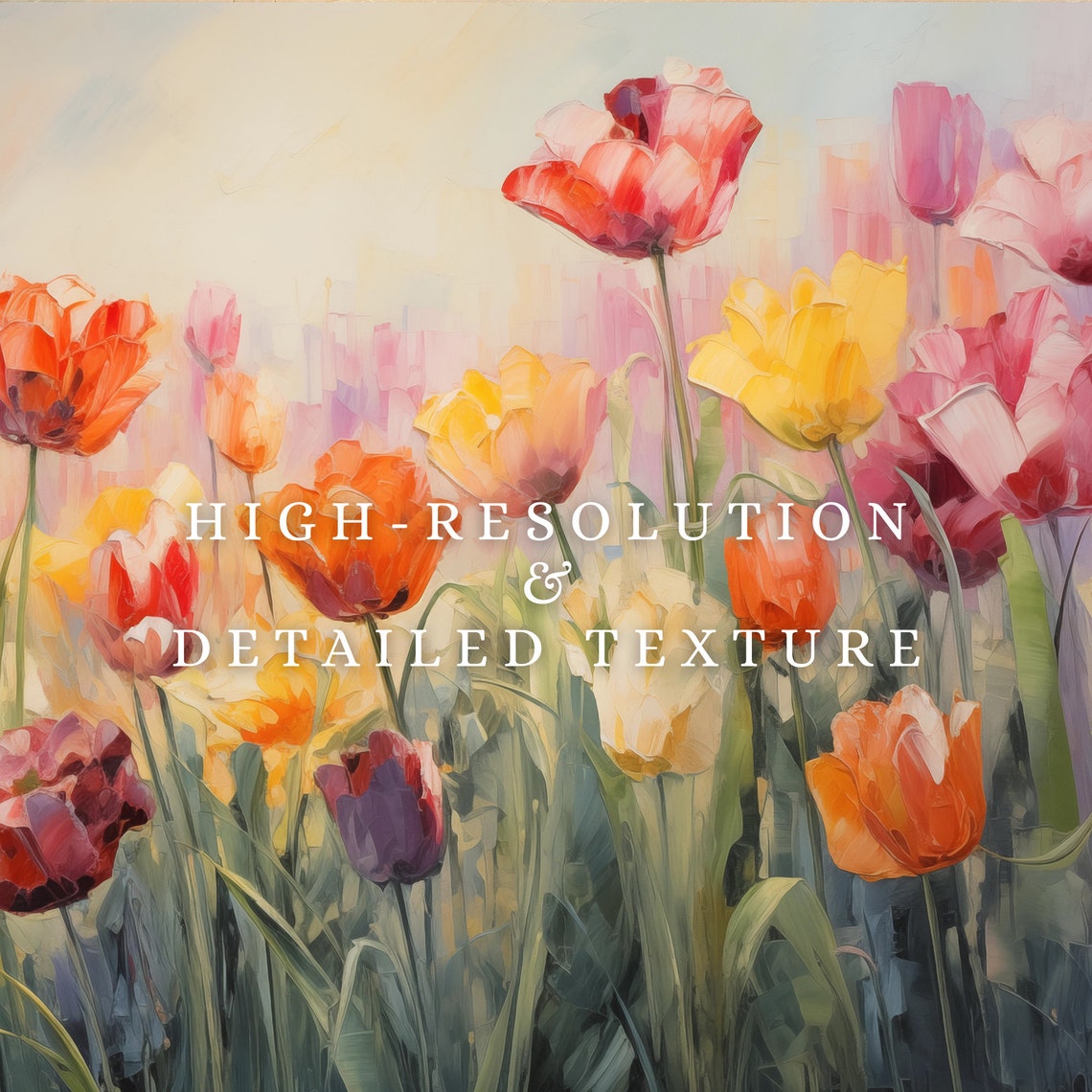Blooming Pastel Tulips Red Orange Yellow Spring Garden Art Print - Image 3