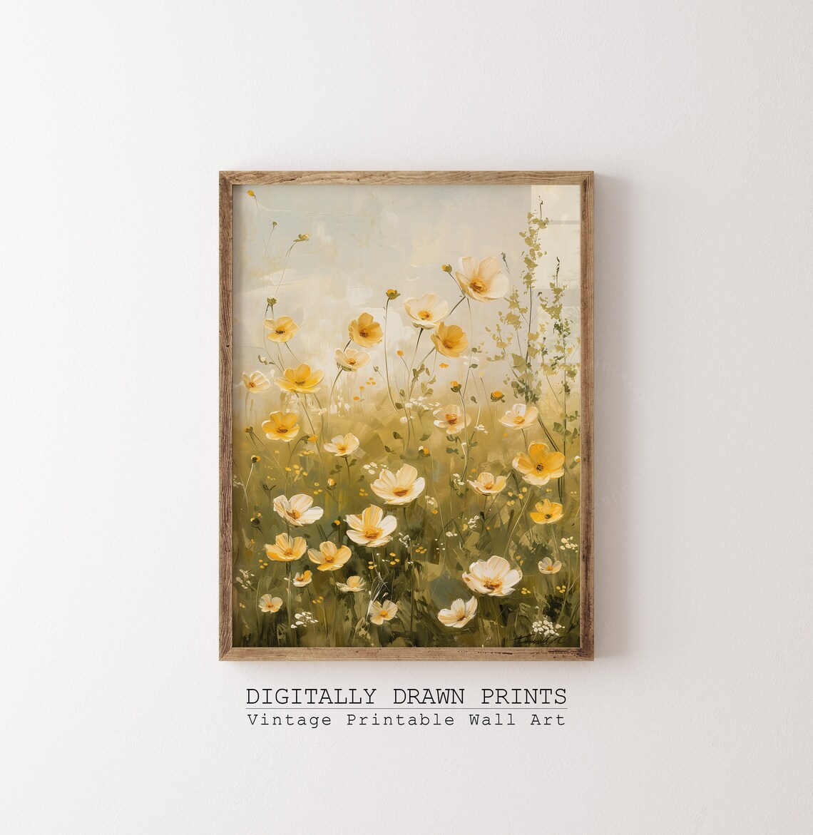 Wildflower Field Landscape, Vintage Floral Farmhouse - Image 2