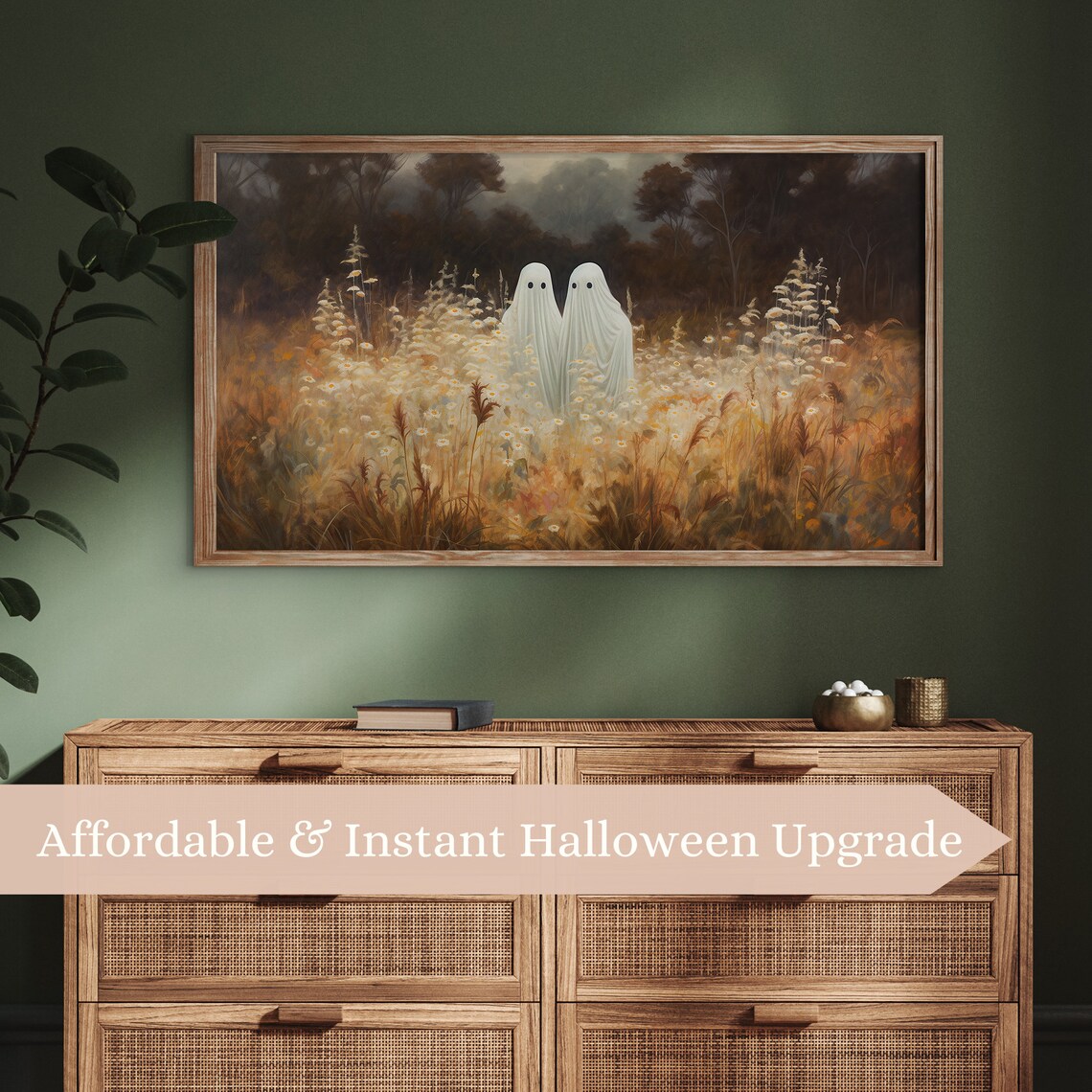 Halloween Ghosts in a Wildflowers Field, Spooky Art Print - Image 3