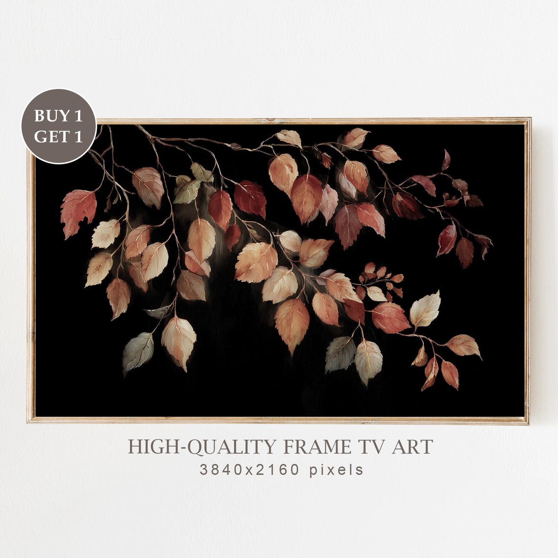 Dark Fall Frame Tv Art Moody Autumn Leaves Cozy Vintage Wall For Samsung Rustic Decor