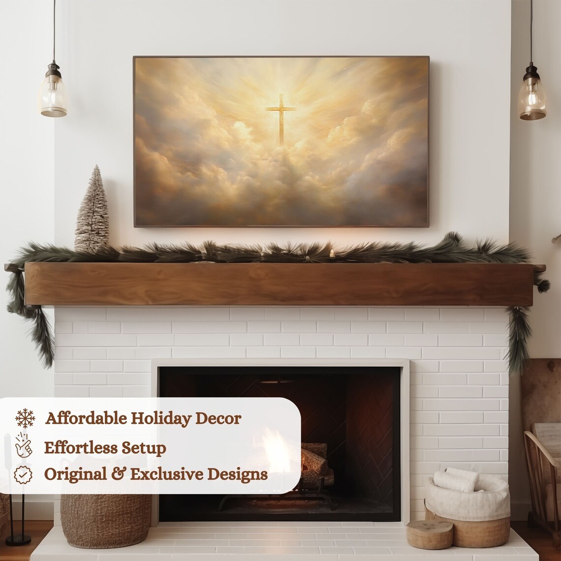 Christmas Christian Cross Holiday Art Print - Image 3