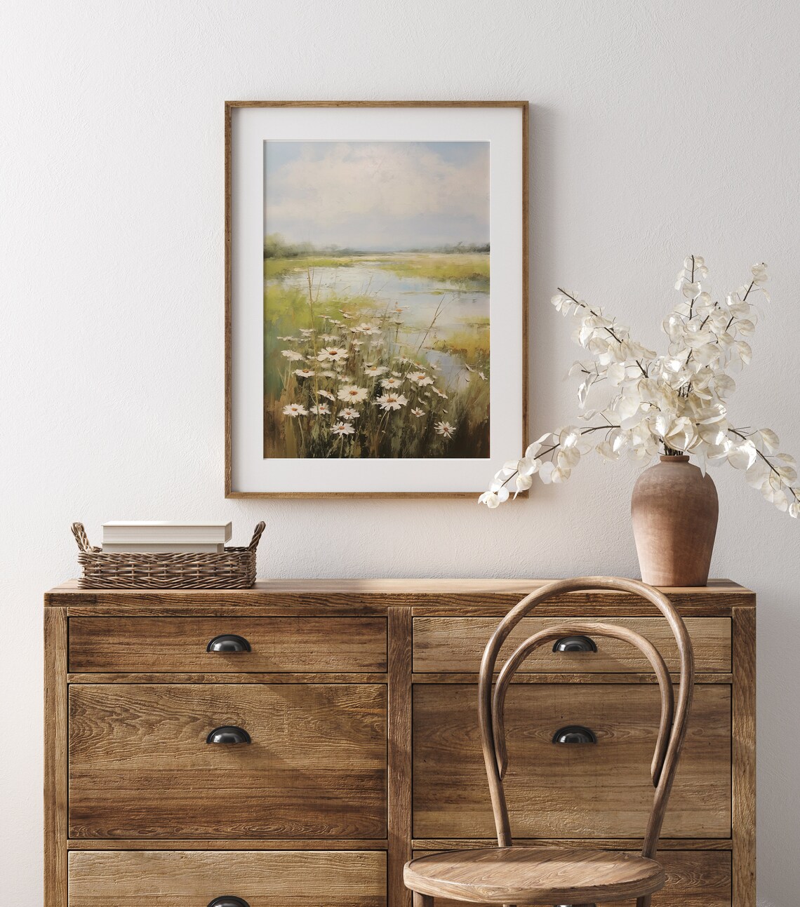 Wildflower Field Vintage Oil Painting Art Print - Image 2