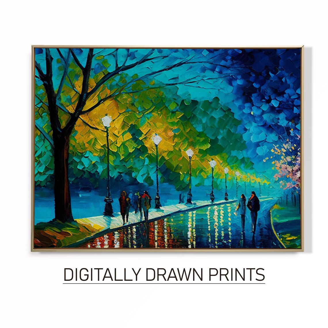 Abstract Spring Night Oil Painting Moody Landscape Home Decor Colourful Wall Art Wall Art