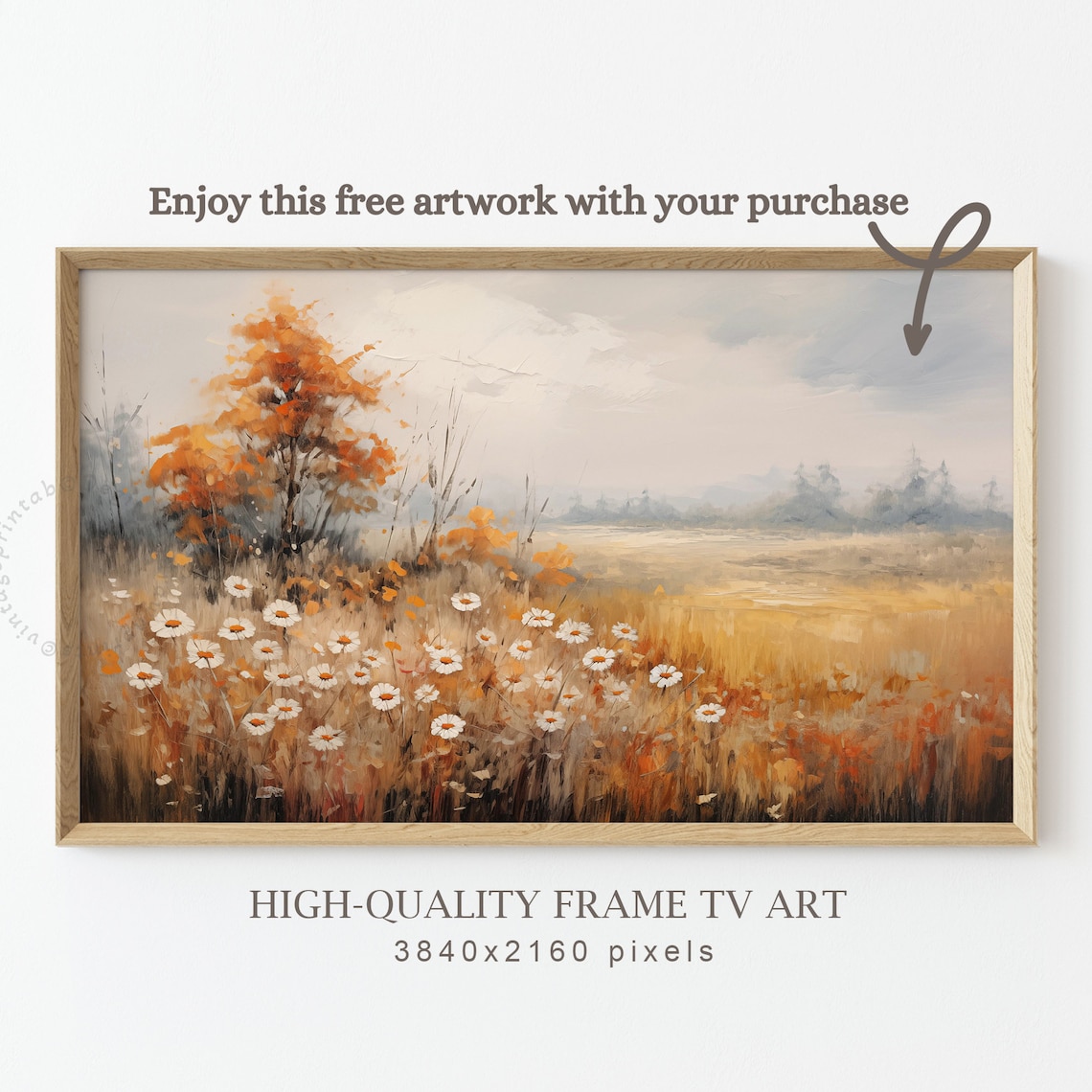 Autumn Wildflower Meadow Fall Landscape Art Print - Image 2