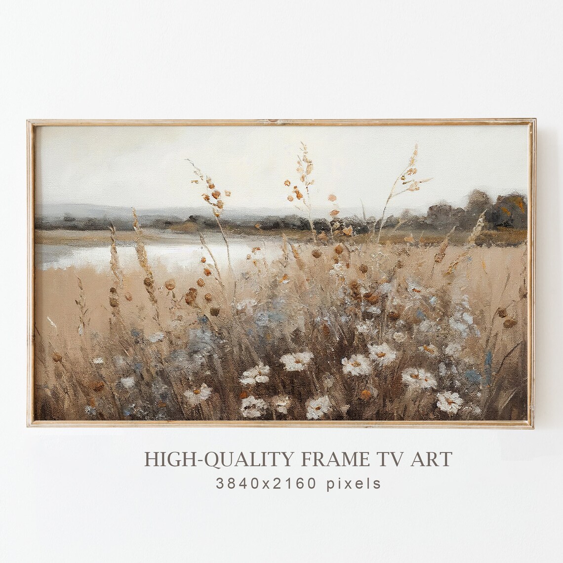Spring Wildflowers Landscape Art Print, Rustic Floral