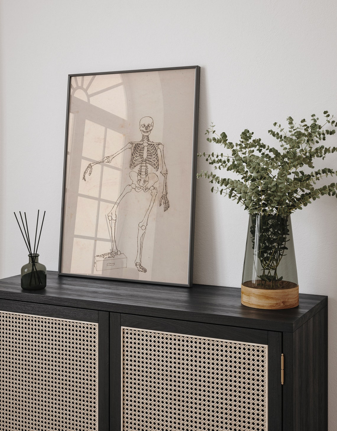 Antique Anatomical Skeleton Line Drawing Vintage Medical Study Poster - Image 2
