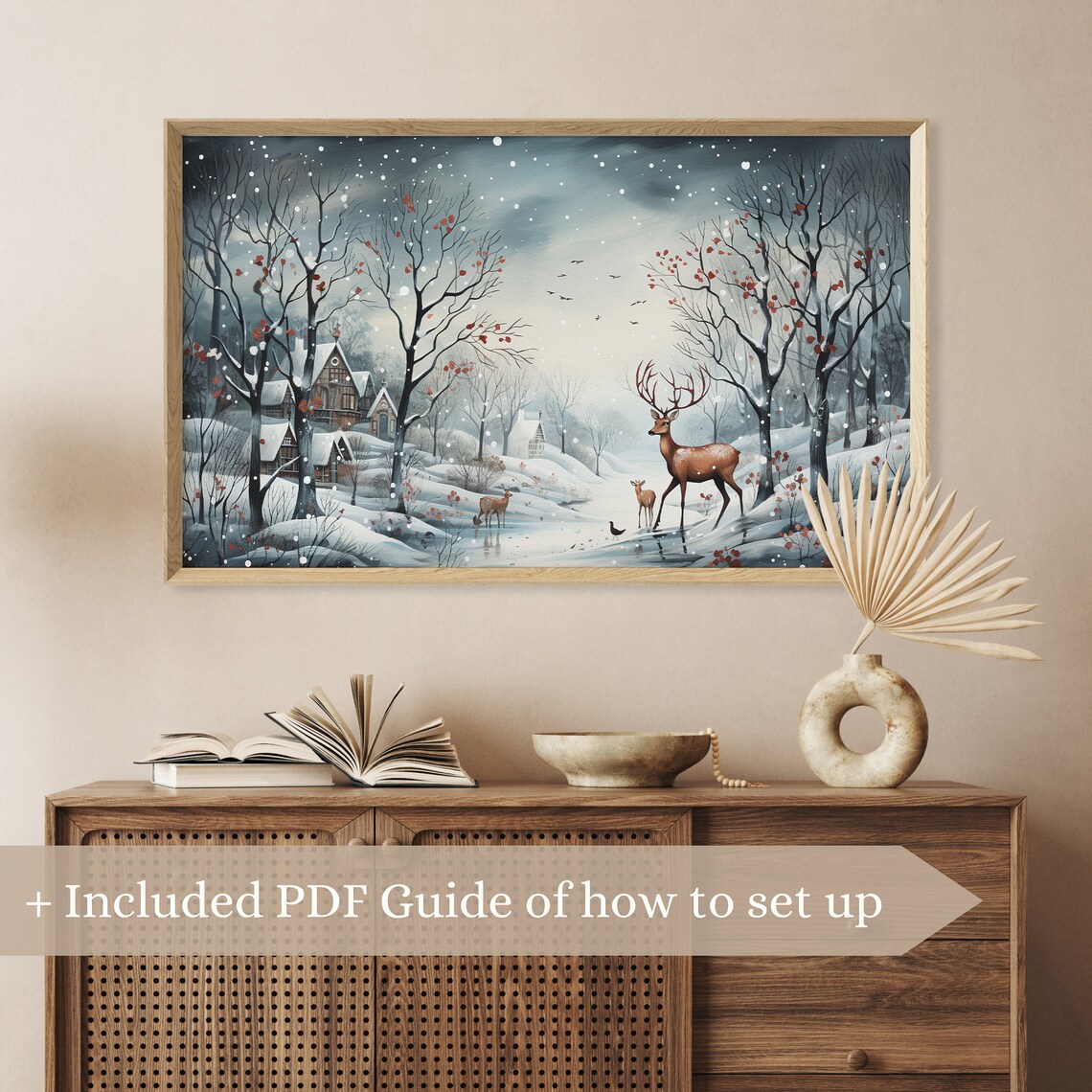 Christmas Landscape Art Print, Modern Winter Decor - Image 2