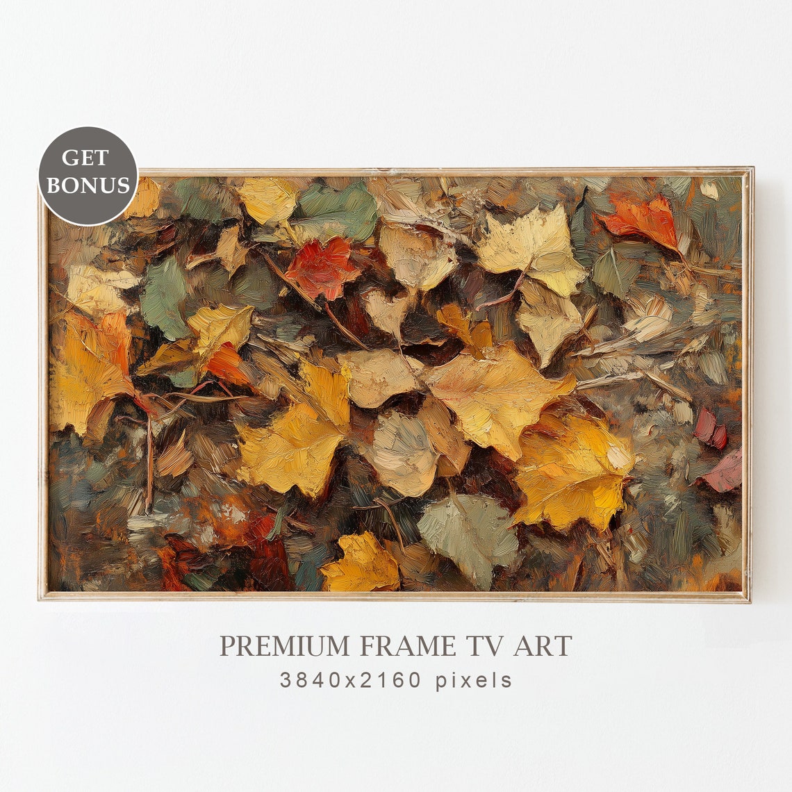 Abstract Fall Leaves Textured Impasto Autumn Foliage Art Poster