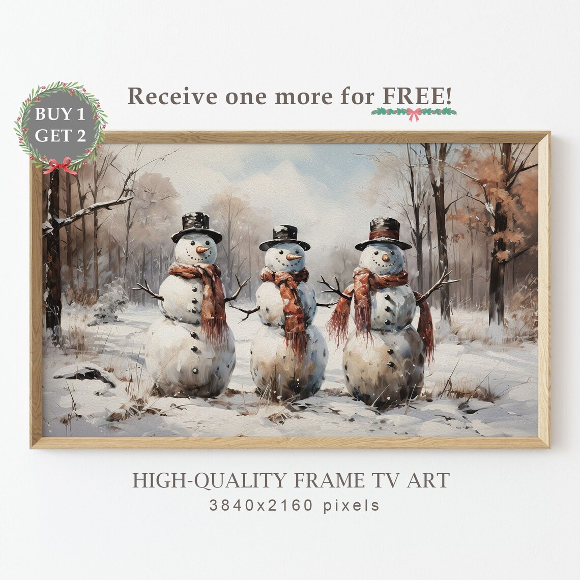Vintage Christmas Snowy Landscape With Santa Claus - Image 2