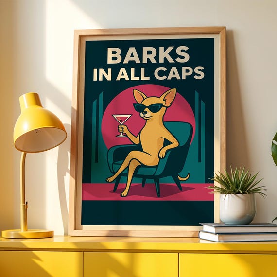 Chihuahua Art Print Funny Retro Dog Poster