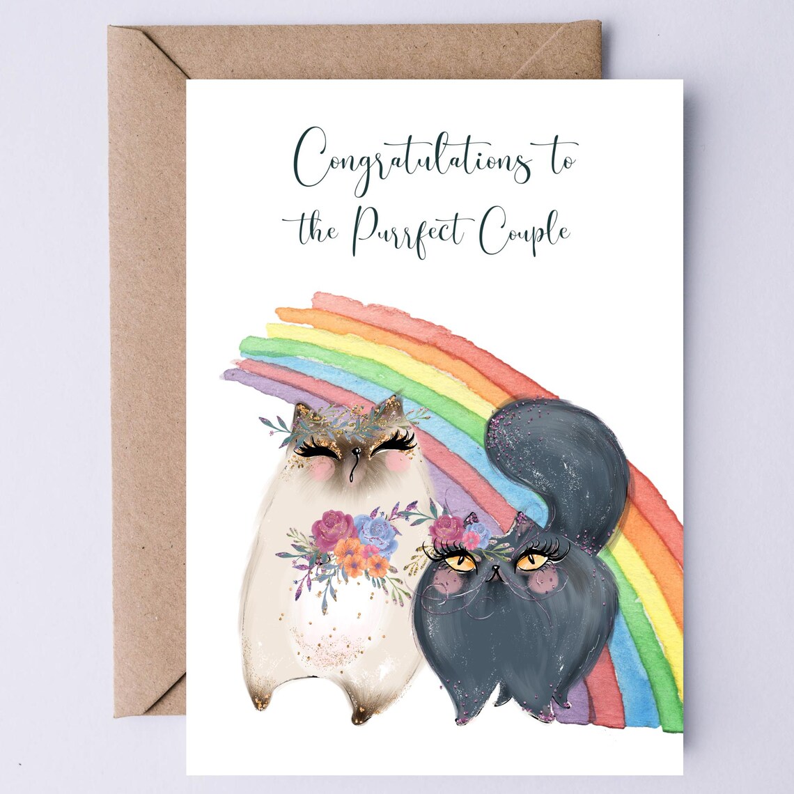 LGBTQ Wedding Cat Art, Inclusive Anniversary Poster