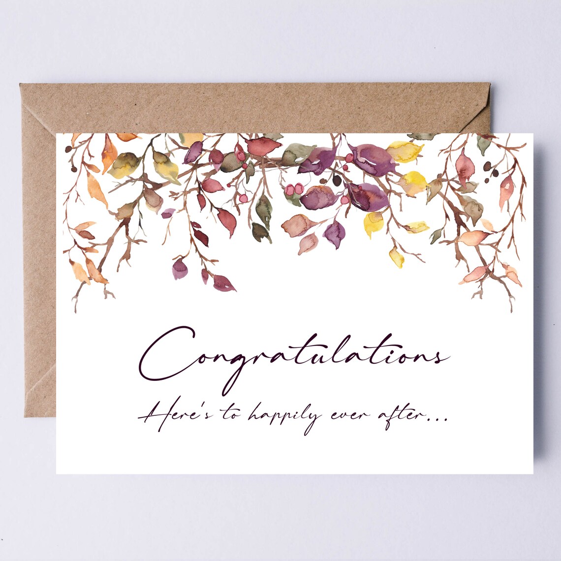 Autumn Wedding Card, Fall Engagement Art Print