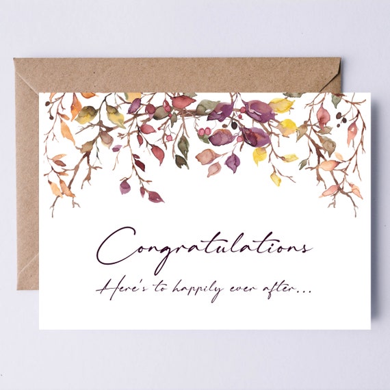 Autumn Wedding Card, Fall Engagement Art Print