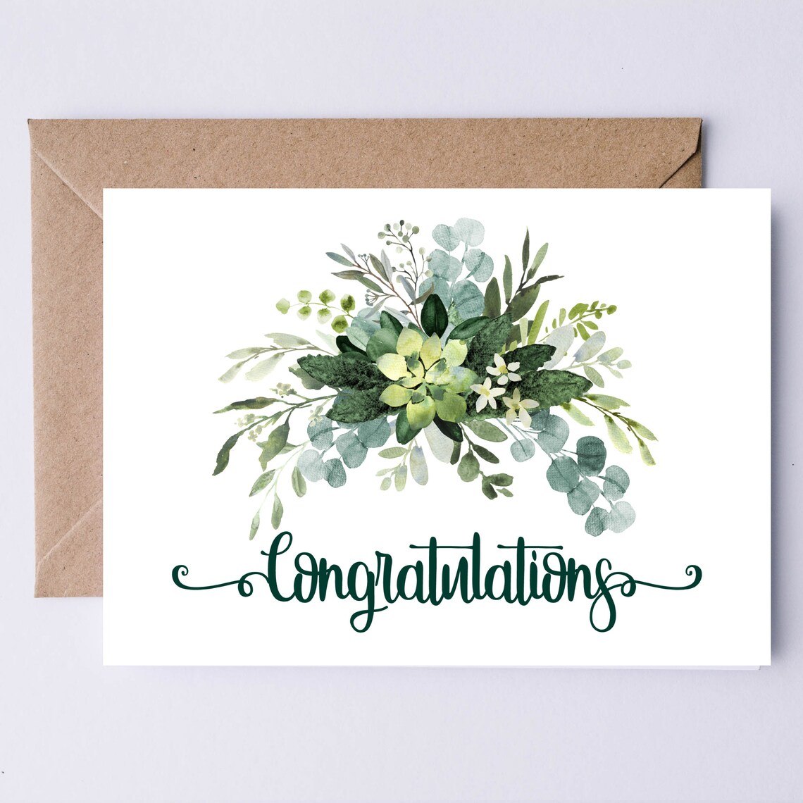 Succulent Watercolor Congratulations Greeting Card Art Print