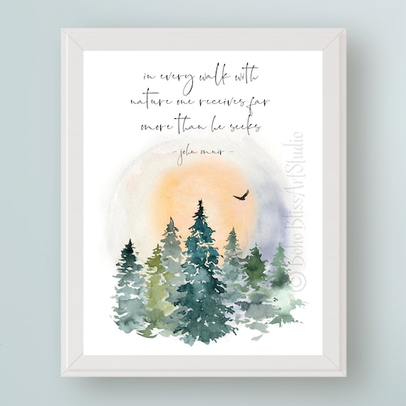 John Muir Nature Quote Art Print, Motivational Wall Art