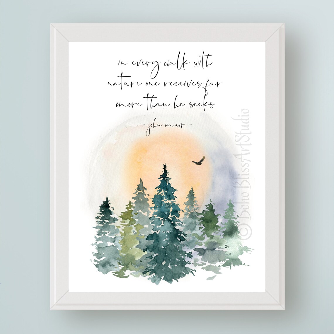 John Muir Nature Quote Art Print, Motivational Wall Art